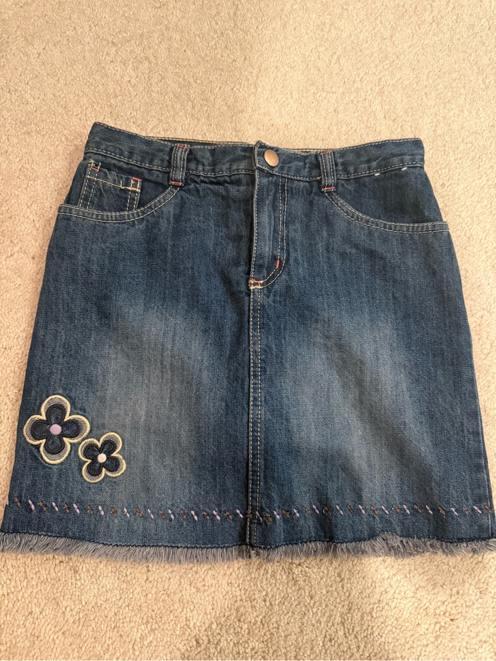 Gymboree Denim Mini Skirt with Floral Embroidery - Blue